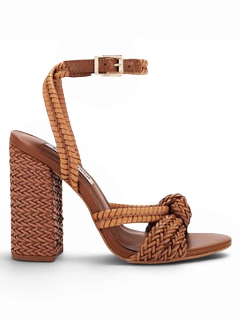 Steve Madden Braided Knot Block Heel Sandals — Brown Made In Brazil